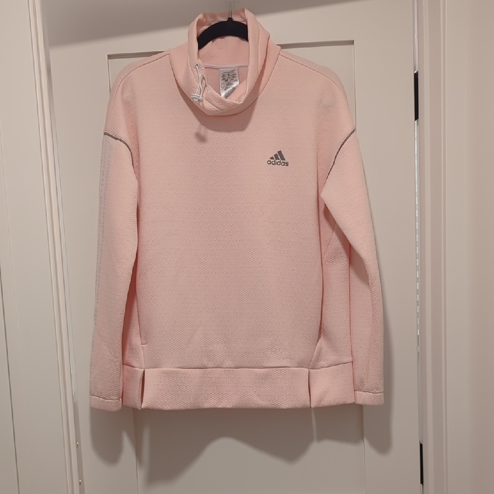 Adidas Women Light Pink High Collar Sweatshirt Medium